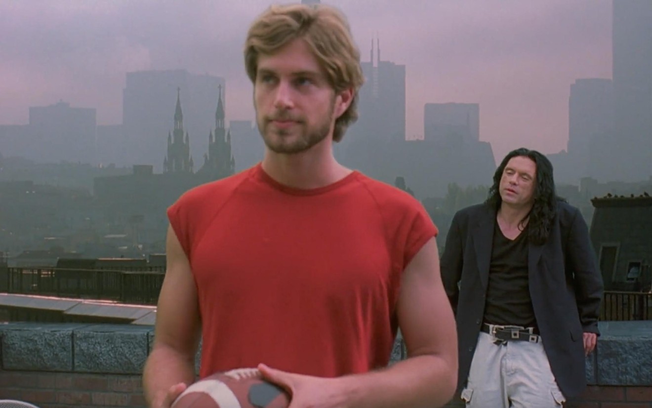 Greg Sestero (left) and Tommy Wiseau in one of the many iconic roof scenes from The Room, the cult classic that Sestero is screening along with his new horror film Miracle Valley on Saturday, Aug. 27 at the Texas Theatre.