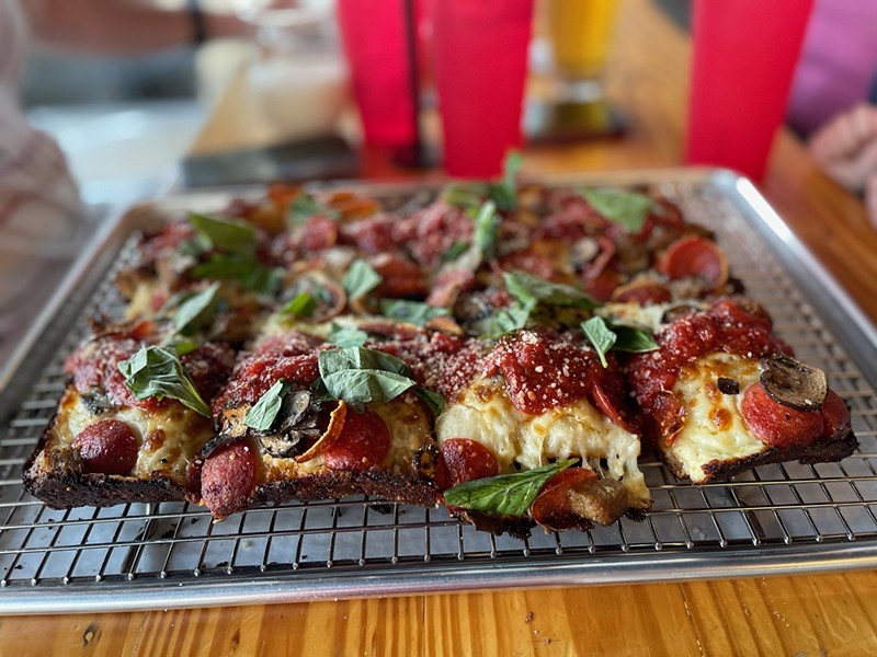 Detroit-style pizza at Thuderbird Pies