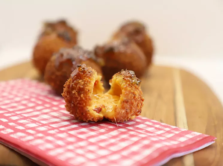 These jalapeño pimento cheese fried balls of glory are a crowd favorite. - PAW PAW'S