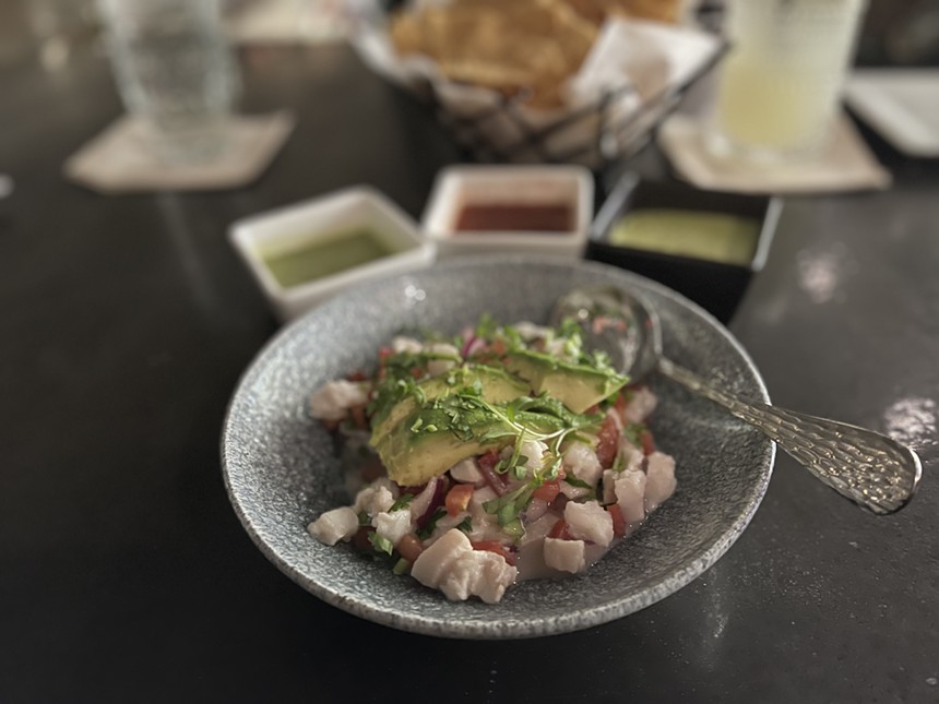 Ceviche with citrus-marinated snapper. - ANGIE QUEBEDEAUX