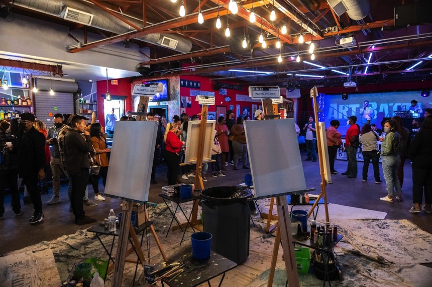 Painters were performance artists at Dallas Art Battle this weekend, creating under the eyes of an audience who were also their judges. - ANDREW SHERMAN