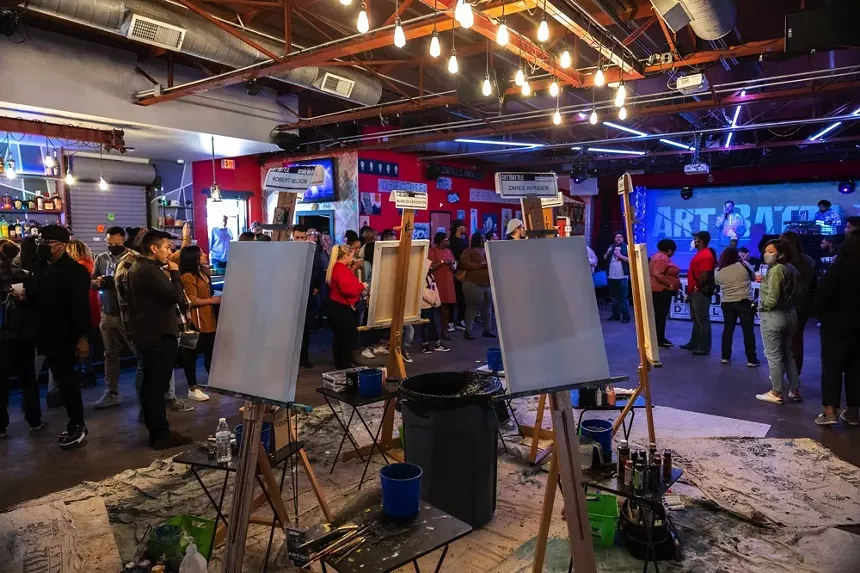 Painters were performance artists at Dallas Art Battle this weekend, creating under the eyes of an audience who were also their judges. - ANDREW SHERMAN