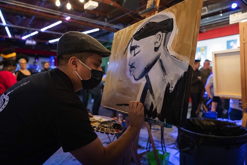 Fernando Olivares took home the laurel for his portrait of Tupac. - ANDREW SHERMAN