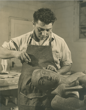 Octavio Medellín at work. - COURTESY OF BYWATERS SPECIAL COLLECTIONS, HAMON ARTS LIBRARY, SOUTHERN METHODIST UNIVERSITY. PHOTOGRAPHER JAY SIMMONS