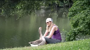 Honk the goose, and Cheryl Allison spending time together during the COVID lockdown in Spring 2020. - NATALIE MURRAY