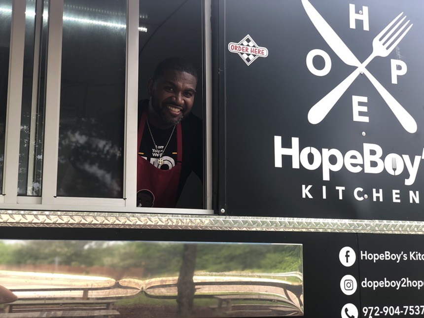 Rico Alexander serves his vegan fare from his food trailer, HopeBoy's Kitchen, parked near Oak Cliff Brewing Company. - ALEX GONZALEZ