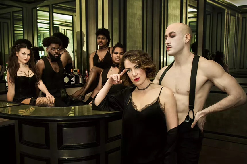 Cabaret in Concert features Christopher J. Deaton (“Emcee”), Catherine Carpenter Cox (“Sally”), Anthony J. Ortega, Tychelle Bearden, D’Mariel Jones and Presley Duyck. - JAMIE BROGDON PHOTOGRAPHY