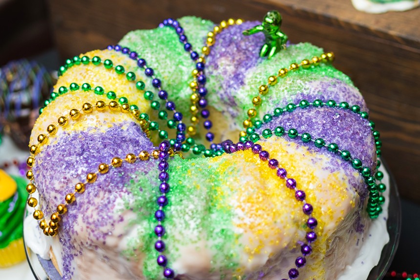Bread Winners Mardi Gras-themed bundt cake