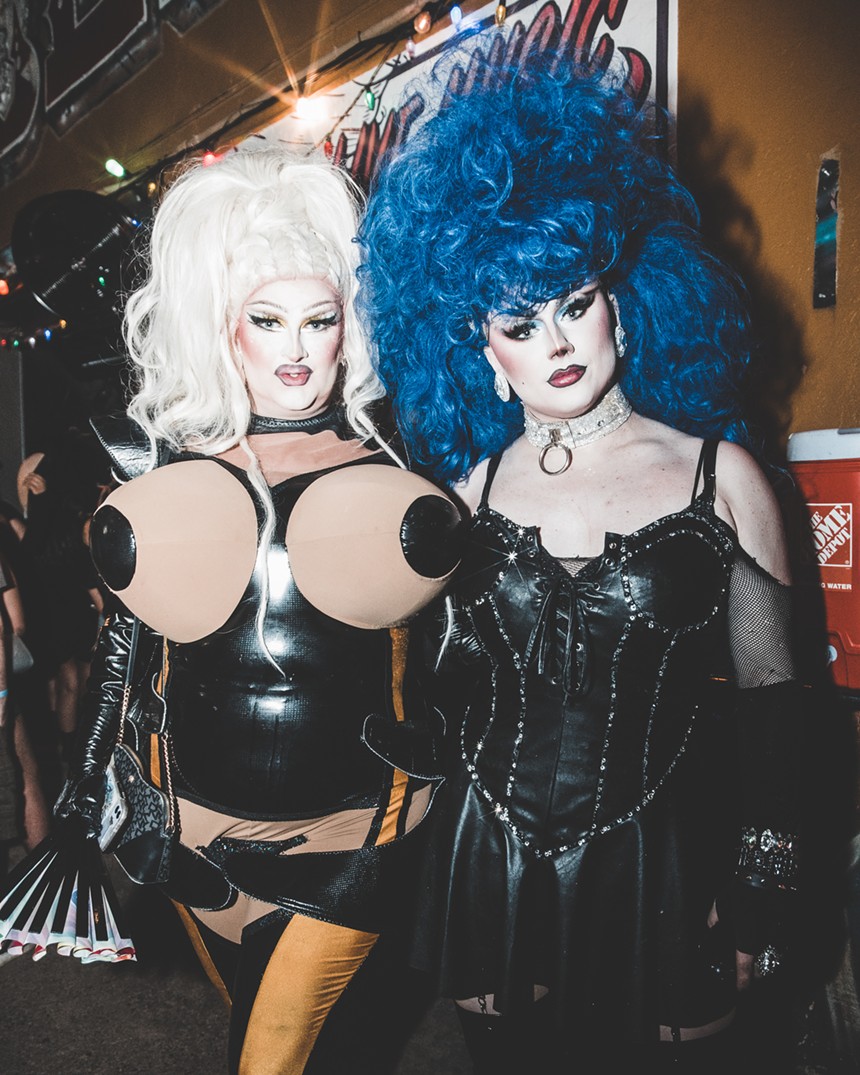 @kolbyjackdtx and @xobluevalentine were teased up and ready to go at the Double Wide's Pride kickoff event.
