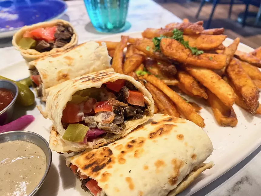 Beef shawarma with tasty sumac fries at Saaya