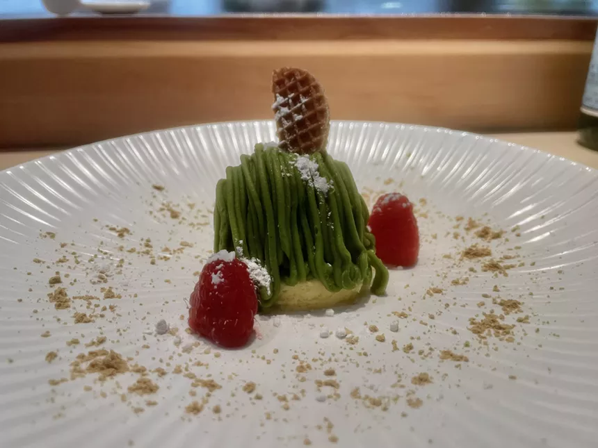 matcha cake at pearl sushi