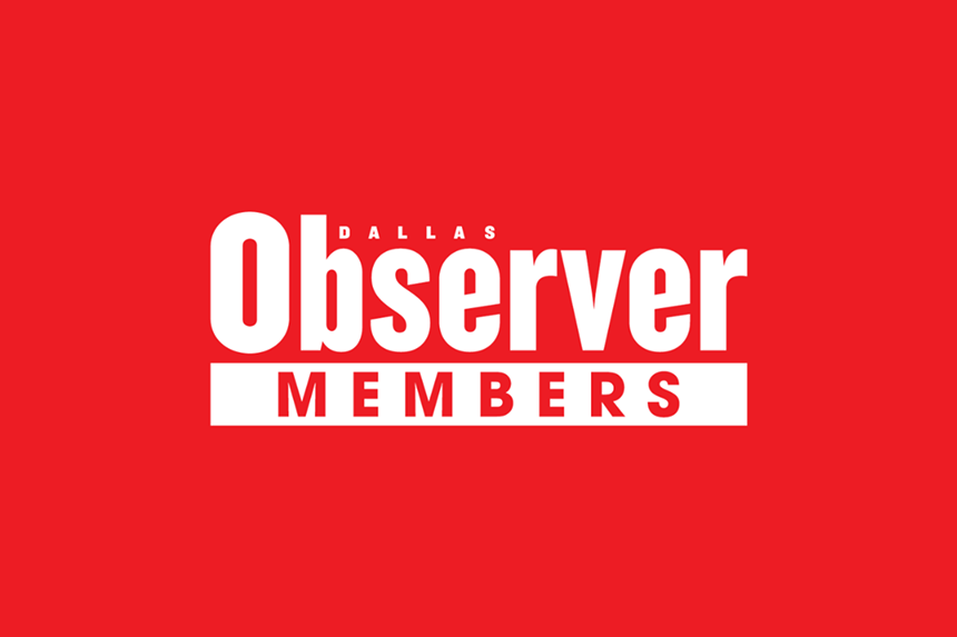 Red background white Dallas Observer logo