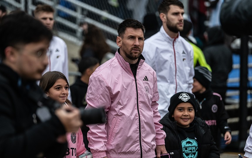 Lionel Messi pregame at the Cotton Bowl in Dallas
