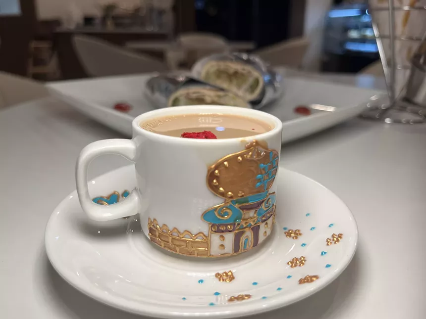 The toffee coffee at Aladdin Cafe.