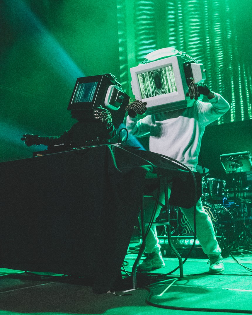 SuperComputer wore giant computer monitors on their heads for their set with Oliver Tree in Dallas.