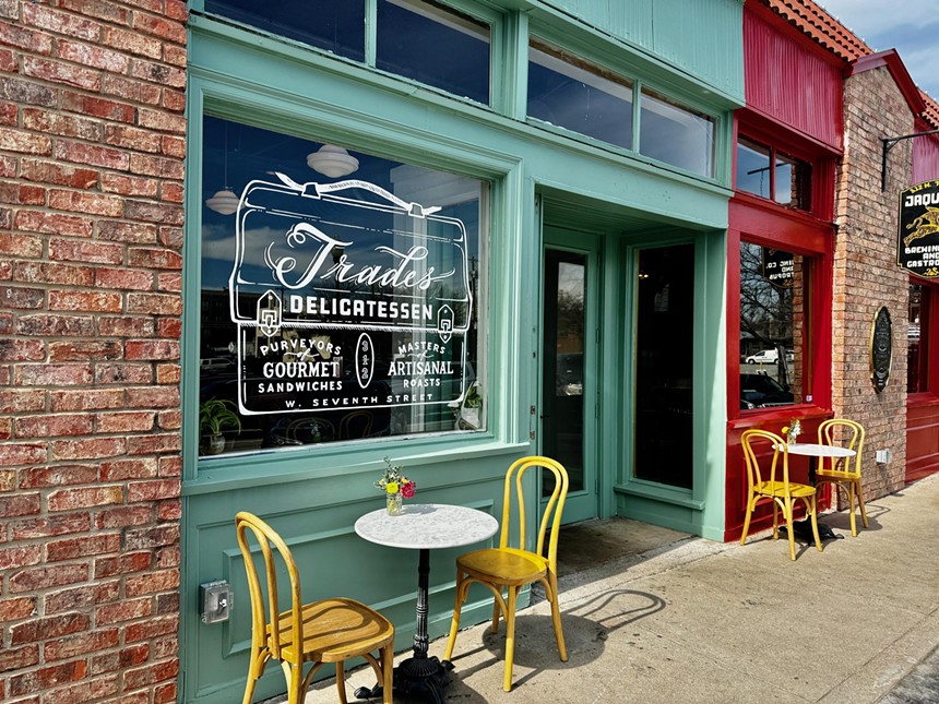 The front of Trades delicatessen in the Bishop Arts District in Dallas