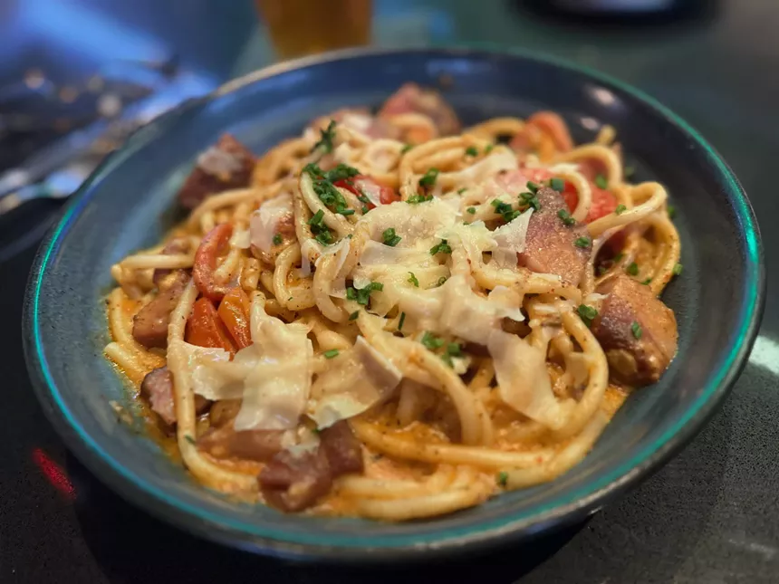 pasta dish at the Operator's Club in the West End.