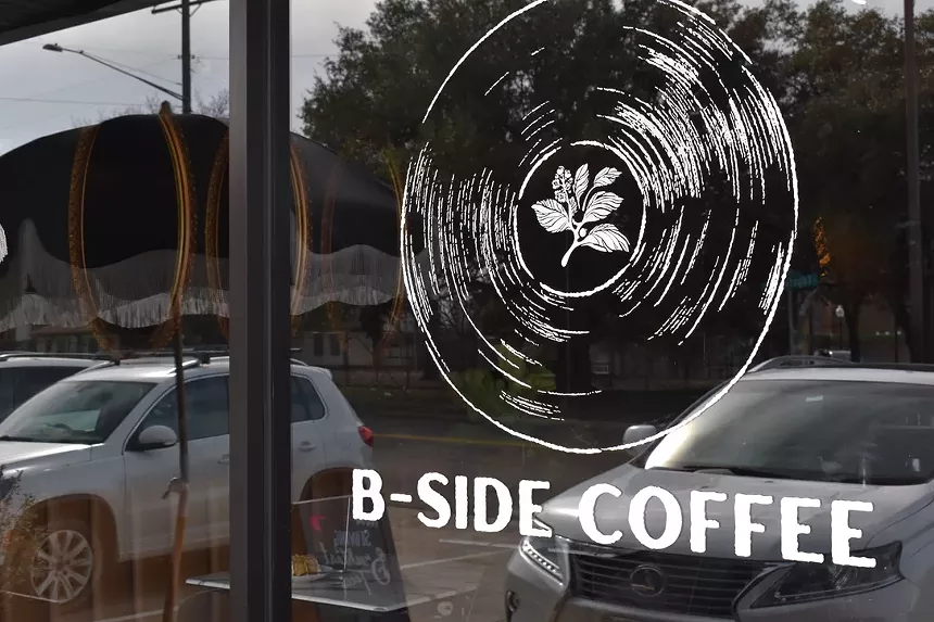 The exterior of B-Side coffee in Oak Cliff