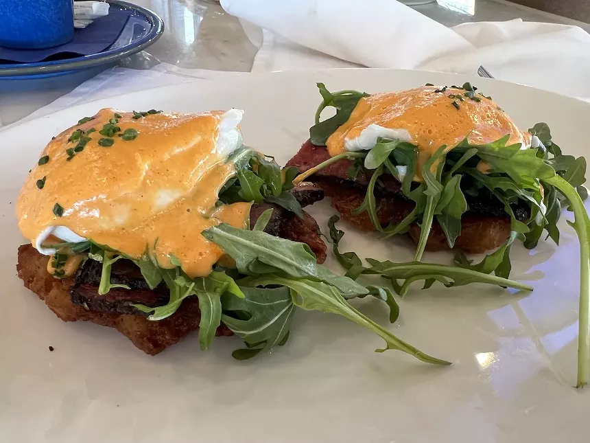Pastrami Benedict at the Finch in Dallas