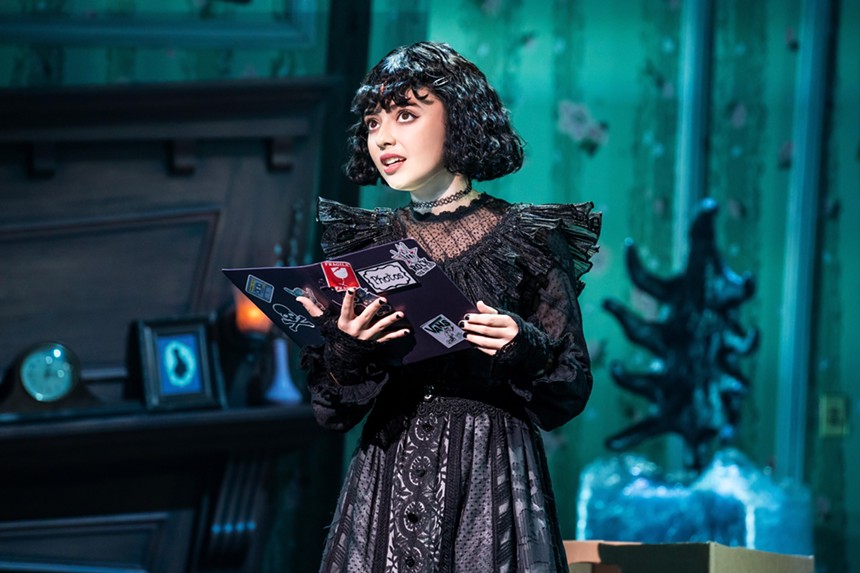 Isabella Esler on stage in Dallas. She is making her professional debut in the role of Lydia Deetz.