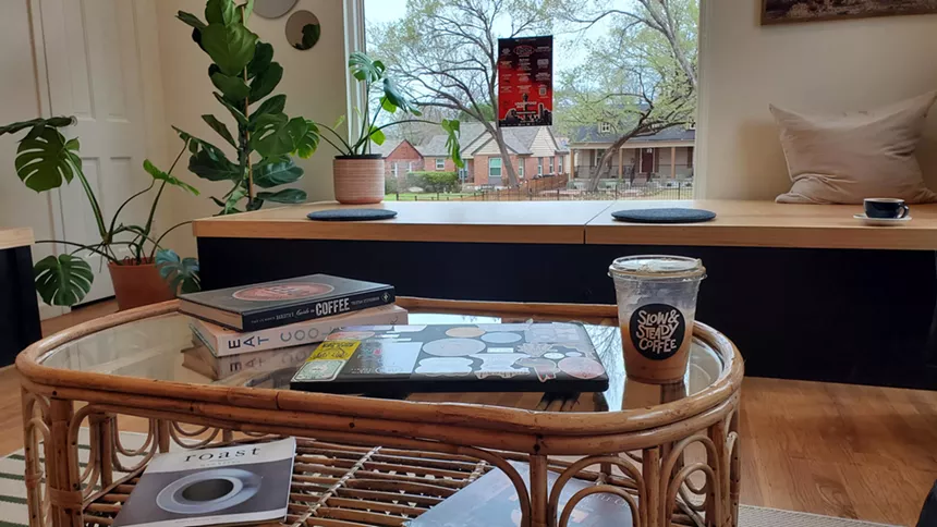 the interior of slow and steady coffee in Dallas