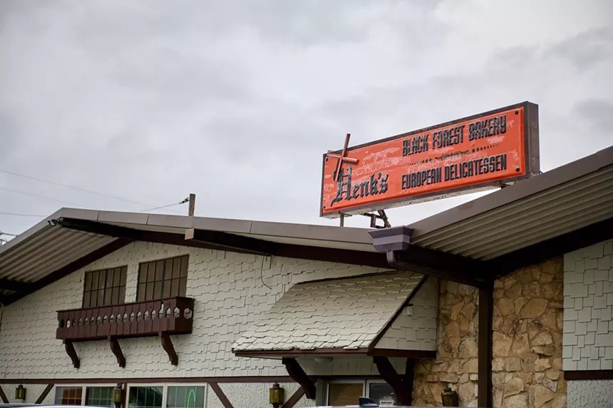 the sign at Henk's Black forest bakery in dallas.