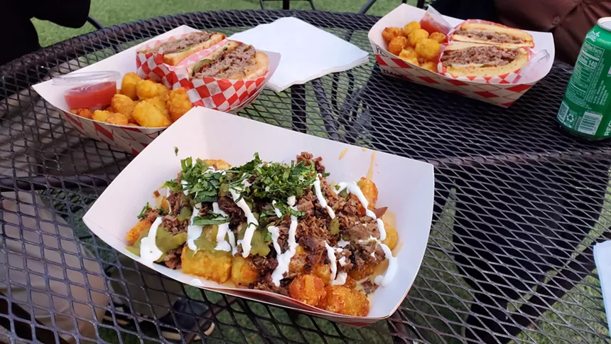 loaded tots and burgers from Sosa