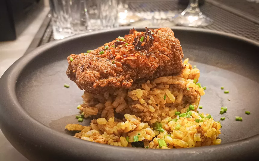 catfish and dirty rice.