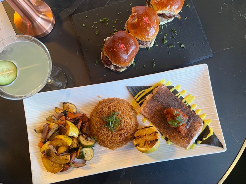 Cafe Nubia sliders and salmon entree