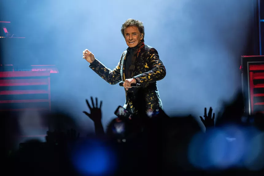 Barry Manilow performing at Dickies Arena in Fort Worth.