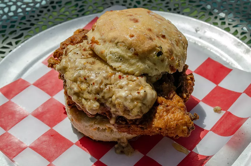 chicken biscuit at vector brewing