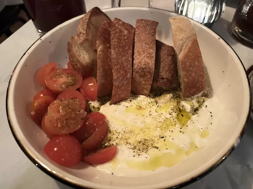 The stracciatella at Little Blue Bistro.