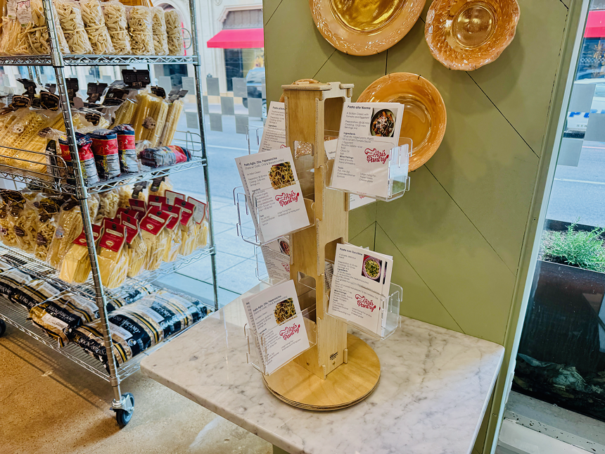 recipe stand at Ari's