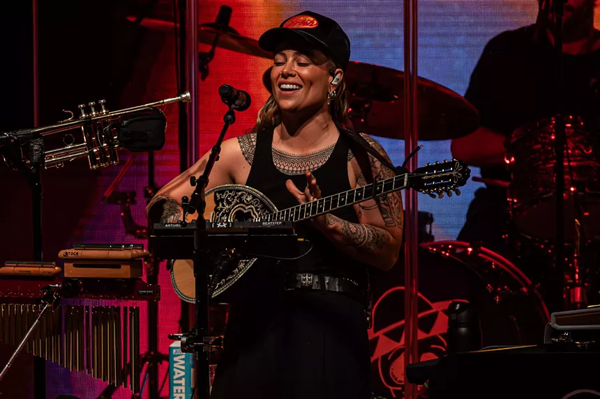 Woman performing on stage