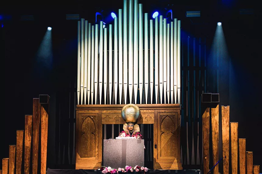 Woman performing on stage