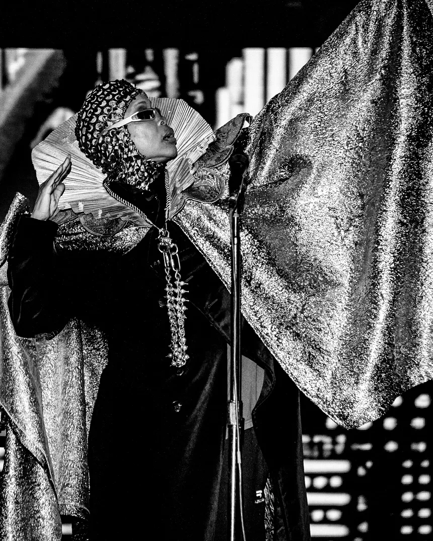 Woman performing on stage