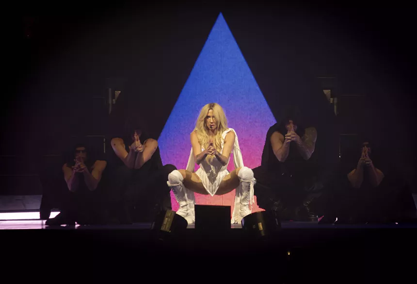 Woman performing on stage