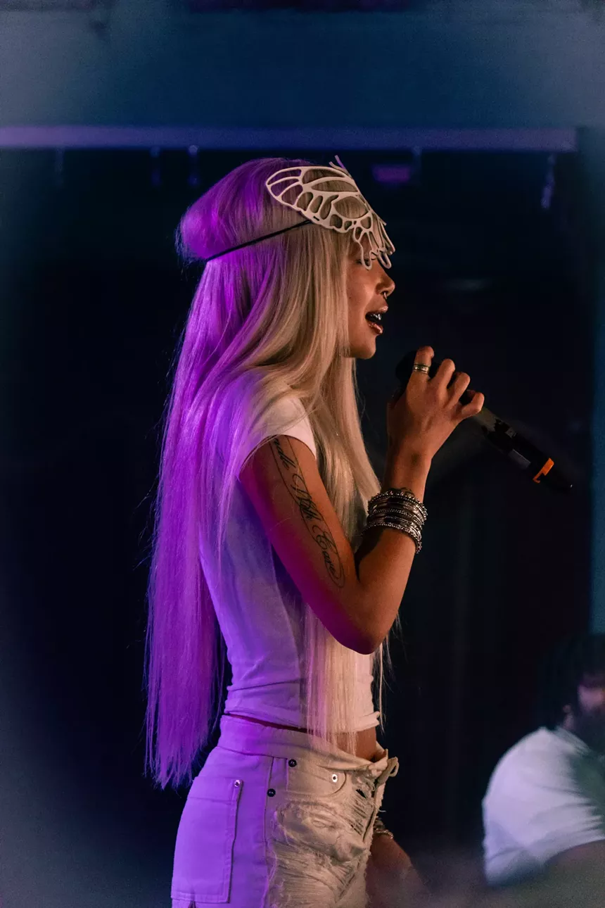 Woman performing on stage