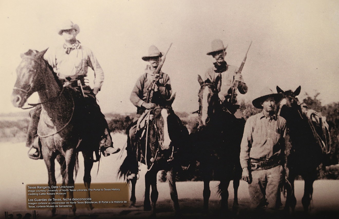 An image of Texas Rangers near the border, from Life and Death on the Border: 1910–1920.