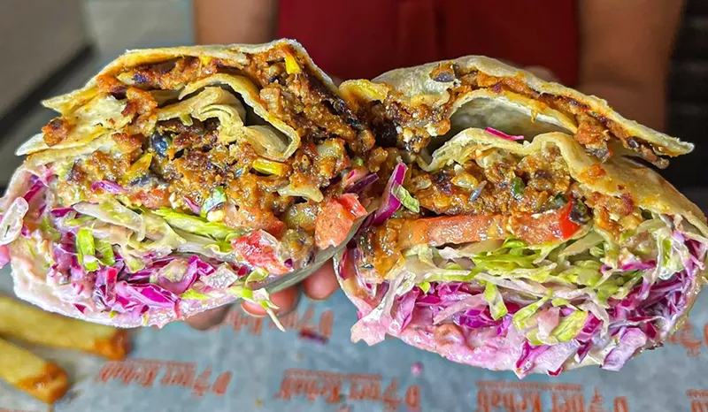Image: Doner wraps explode with a blend of meats, sauces and vegetables.