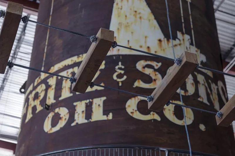 Image: A rope ladder feature at the new Dallas location of Fritz's Adventure.