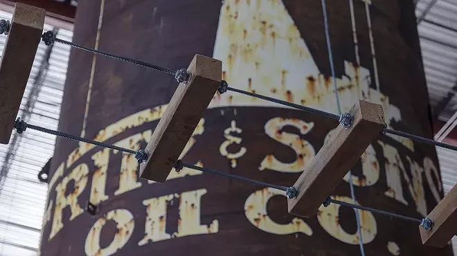 A rope ladder feature at the new Dallas location of Fritz's Adventure.