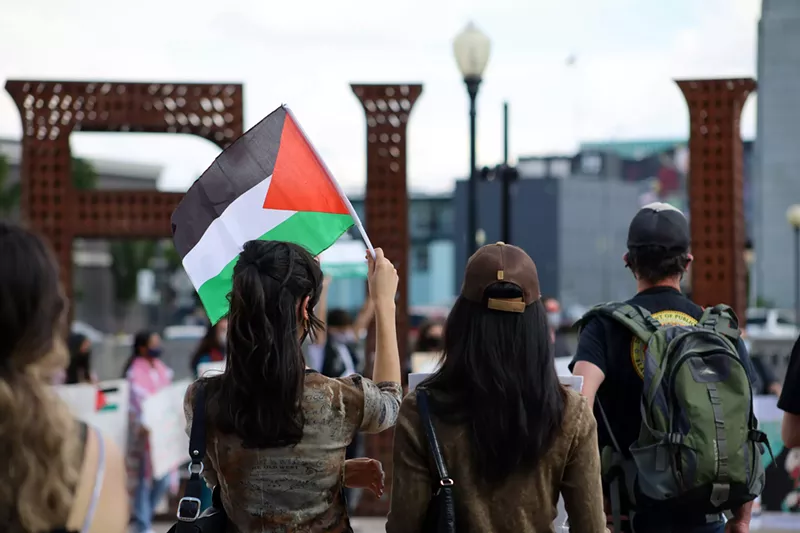 Image: Israel-Palestine protestors march in 2023.