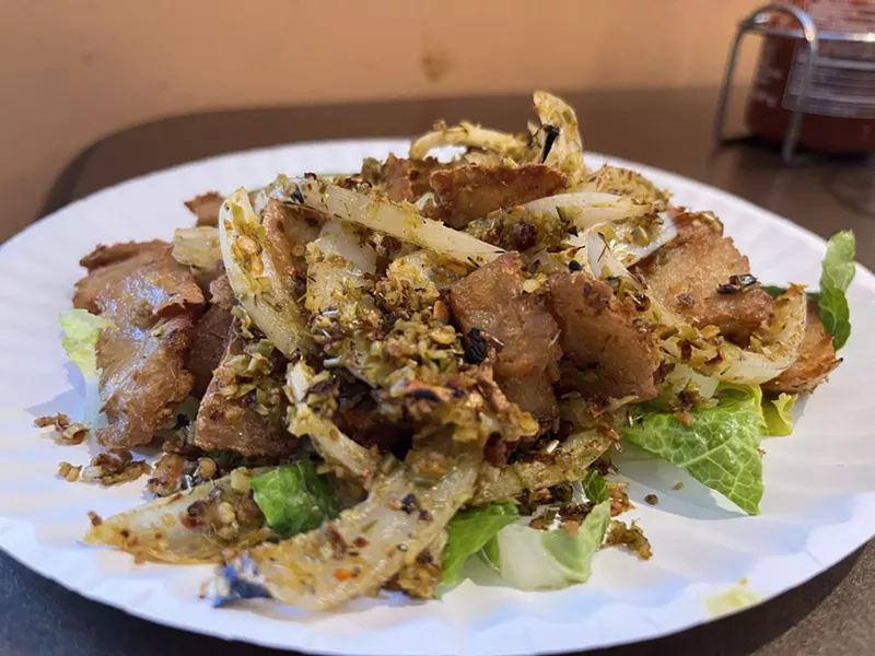 Image: Lemongrass "chicken" at Goji Café made with a plant-based protein.