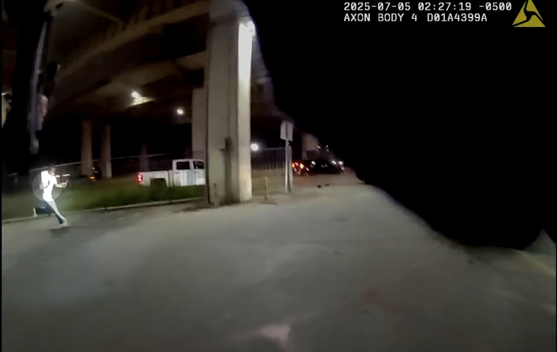 Image: An image from Dallas police Officer Luis Garza-Fuantos's body camera capture the moment before he fired once at Tevin Valentine, who police found armed at the scene of a shooting in Deep Ellum on July 5 that left one man dead and several others wounded.