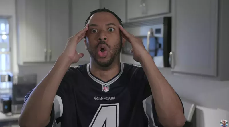 Image: YouTuber and long-suffering Dallas Cowboys fan Cameron "Scooter" Magruder shows all the feelings fans went through during Sunday's disastrous season opener against the Tampa Bay Buccaneers.